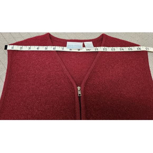 Vtg Van Heusen Burgundy Wool Zip Sweater Vest Sleeveless Womens XL/TG Preppy - Picture 3 of 8